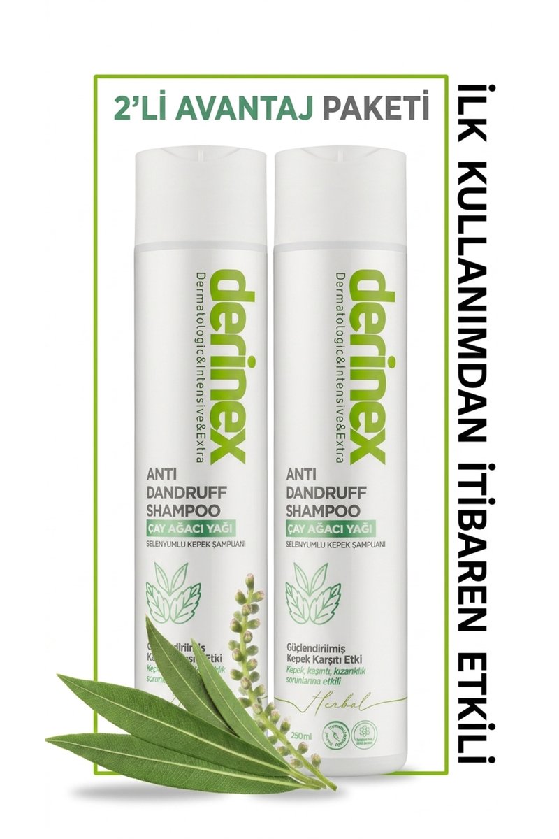 Anti Dandruff Çay Ağacı, Selenyumlu Kepek Karşıtı Şampuan 2'li Paket 2 x 250 ml